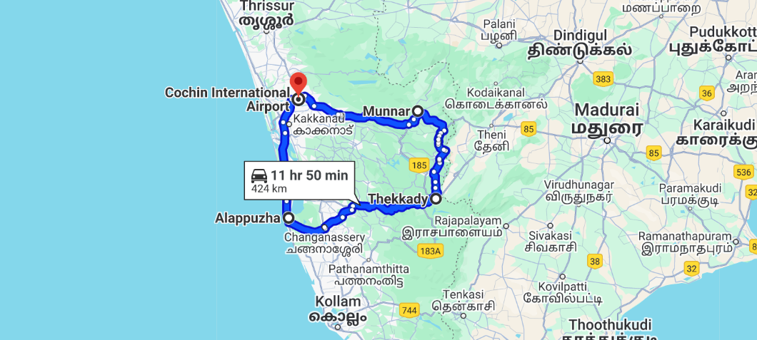 5 days Kerala route