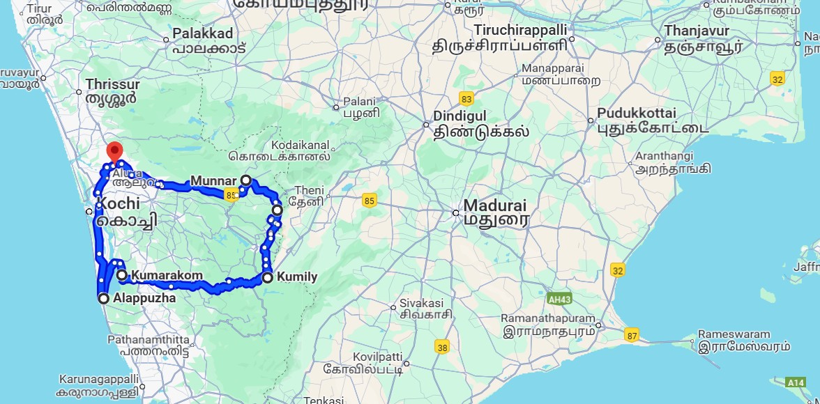 6 days Kerala route